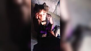 Gorgeous Shy Amateur Goth Goddess in Lingerie Sucking a Big White Veiny Cock POV