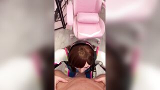 Girl Cosplay D.Va from Overwatch and Sucks Dick till Facial