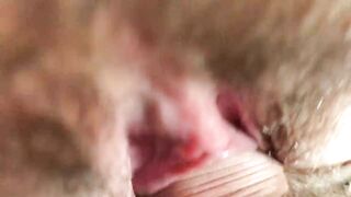 Big Cock for My Stepmom. Cum on Hairy Pussy. Female Pulsating Orgasm. Super Close-Up.