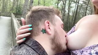 Sucking my fiancés nipple at the park