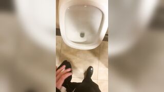 Barely legal twink jerking off in public toilets