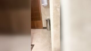 Barely legal twink jerking off in public toilets