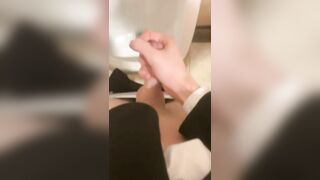 Barely legal twink jerking off in public toilets