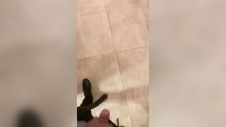 Barely legal twink jerking off in public toilets