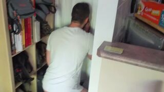 Sucking an Uncut Tradie at my Homemade Gloryhole