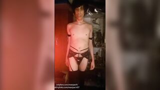 Femboy in sexy lingerie tease video