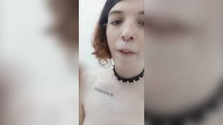 Wet Trans Girl Sucks on a Dildo in the Bath