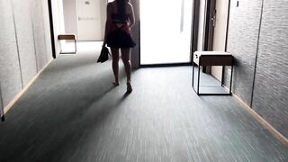 Public flash in hotel and cum inside in my room