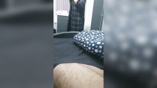 Step mom make step son cum in condom in hotel room