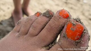 #015 Close-UP Sexy Toes Nympho Goddess FEET (FOOT WORSHIP) orange nails