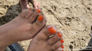 #015 Close-UP Sexy Toes Nympho Goddess FEET (FOOT WORSHIP) orange nails