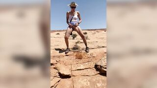 Petite blonde outdoor pee