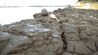 Drone Films Hot Kiwi Babe Masturabatng On Rocks