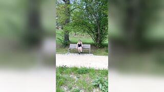 Blonde masturbating in public park