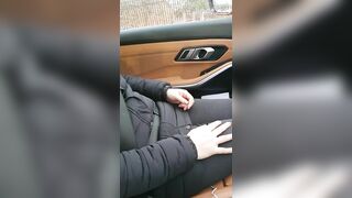 Step mom hand slip under step son underwear making him cum on steering wheel