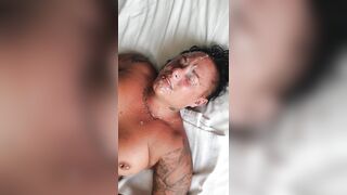 One-man Bukkake From Matty, Facial & my face gets covered in spunk, jizz, cum