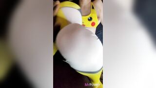 Hot French girl doing Pikachu cosplay getting pounded