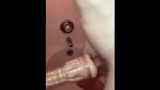 Filling Fleshlight Pussy With Deep Creampie From Side View