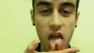 Chewing and swallowing gummy bears family - vore fetish