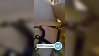 Blowjob, masturbation & fuck in leather harness. Amateur couple tries soft BDSM in homemade sextape