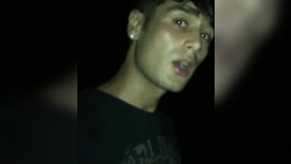 Loudly night cumshot on light pole place ( fast jerking )