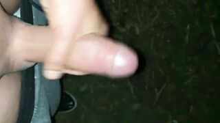 Horny cumshot backyard at the night