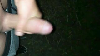 Horny cumshot backyard at the night