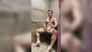 Mac Norwood Gooning in Wide Open Gym Shower Stall