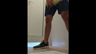 beach guy took a long piss at a public toilet