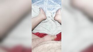 Chubby romanian boy playing with small cock in bathroom