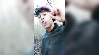 Twink uses cum filled condom after fuck like bubble gum and puts on a condom on his tongue