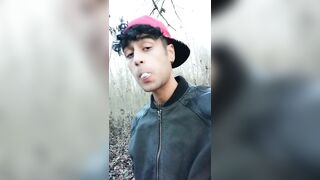 Twink uses cum filled condom after fuck like bubble gum and puts on a condom on his tongue