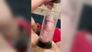 Watching my big cock swell with my new penis pump