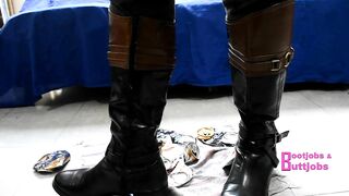 Crushing beer cans with Riding leather Boots & kicking you POV