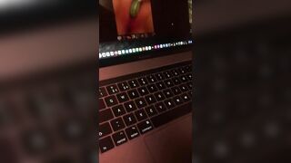 Online Sexting slut makes me cum all over MacBook