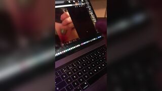 Online Sexting slut makes me cum all over MacBook