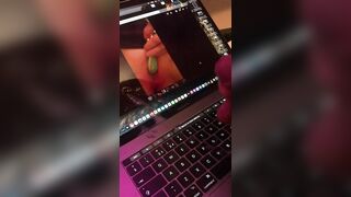 Online Sexting slut makes me cum all over MacBook