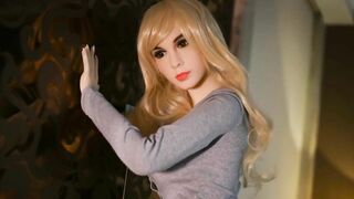 Blonde Sex Doll Small Teen with Big Tits for a Blowjob