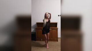 Sensual striptease of a super sexy skinny girl