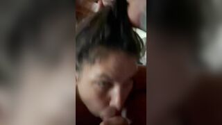 Latino milf says “let me give you a morning blowjob”