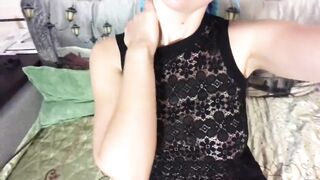 Black lace lingerie and high heel boots - amateur model homemade video - I love to show off on cam