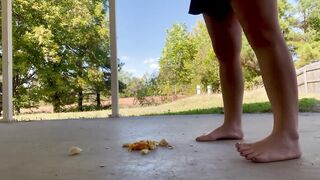 Slut dirties feet and cleans them