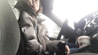 In car real Public masturbation