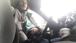 In car real Public masturbation