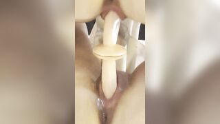 Arab hijabi slut rides a dildo