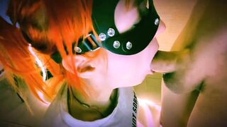 Sweet blowjob to calm music from a girl with red hair and green eyes who likes to get sperm