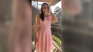 Sexy Goddess D Smoking in Pretty Pink Lace Dress - Full Length Video