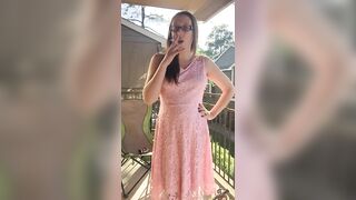 Sexy Goddess D Smoking in Pretty Pink Lace Dress - Full Length Video