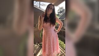 Sexy Goddess D Smoking in Pretty Pink Lace Dress - Full Length Video