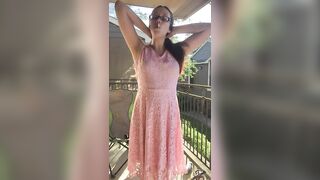 Sexy Goddess D Smoking in Pretty Pink Lace Dress - Full Length Video